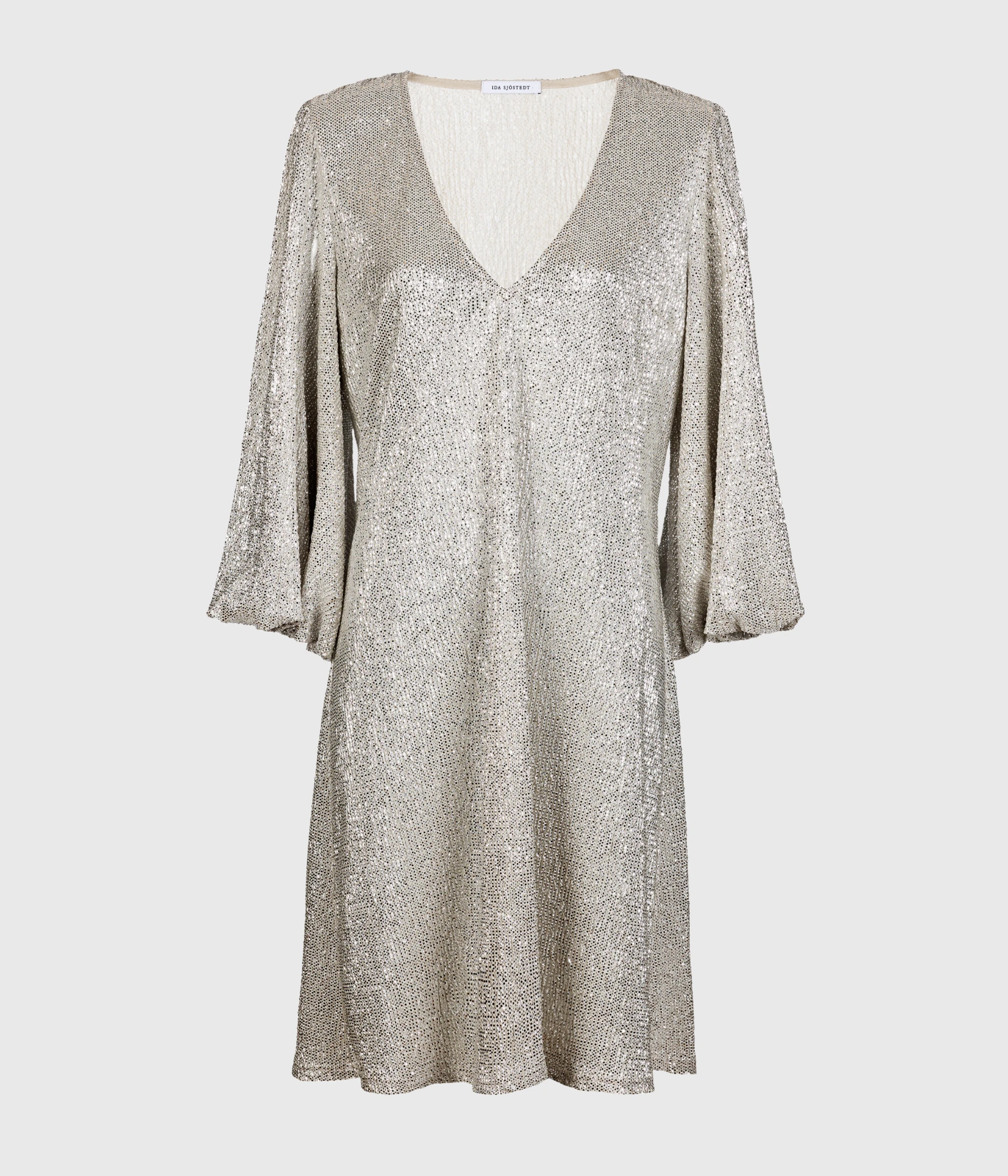 063 GIOVANNA DRESS FOIL PRINT (LIGHT BEIGE SILVER) Ida Sjöstedt 063 GIOVANNA DRESS FOIL PRINT (LIGHT BEIGE SILVER) -dress shop 063GIOVANNADRESSFOILPRINT