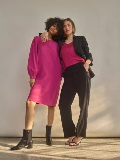 Mos Mosh Vita Moss Dress (736 Festival Fuchsia) 10 Mos Mosh Vita Moss Dress (736 Festival Fuchsia) -dress shop 148380VitaMossDress 134710AstridSilkTankTop 148330BineLeiaSatinBlazer 147680BaiLeiaSatinPant 1