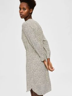 Selected Femme SLFDAMINA 7/8 AOP DRESS NOOS (Sandshell) -dress shop 16059977 Sandshell 815459 008 ProductLarge