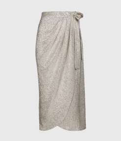 Ida Sjöstedt 170 CHELSIE SKIRT FOIL PRINT (LIGHT BEIGE SILVER)