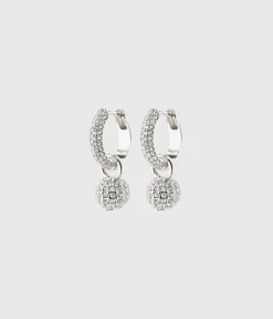 Pilgrim EDTLI Crystal Hoop Earrings Silver-Plated (Silver Plated)