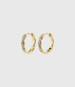 Pilgrim EZO Twirled Crystal Hoops Gold-Plated (Gold Plated)