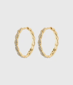 Pilgrim EZO Twirled Crystal Hoops Gold-Plated (Gold Plated)