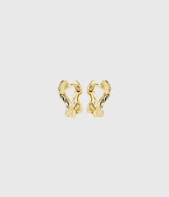 Pilgrim EVRA Recycled Organic Shaped Crystal Hoops Gold-Plated (Gold Plated)