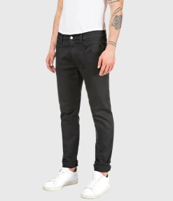 Replay ANBASS Hyperflex Colour Xlite (040 BLACK Garment Dyed And Stonewashed)