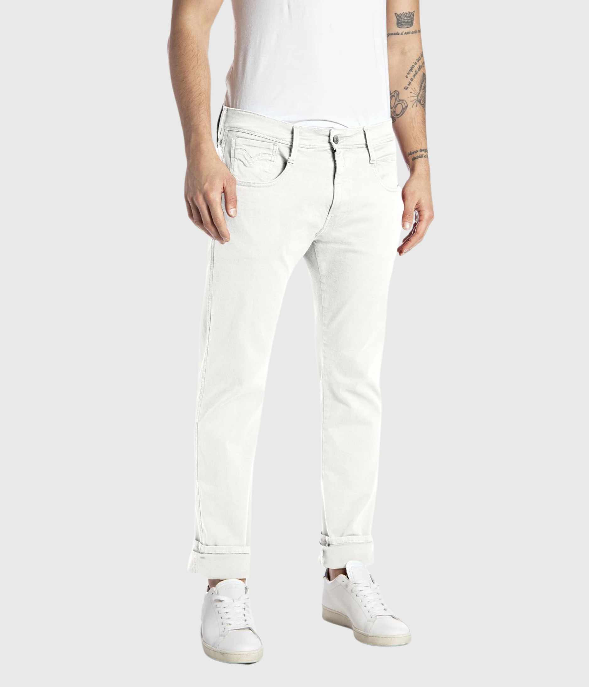 ANBASS Hyperflex Colour Xlite (120 WHITE dyed and stonewashed) Replay ANBASS Hyperflex Colour Xlite (120 WHITE Dyed And Stonewashed) -dress shop