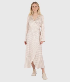 Neo Noir Amber Mix Lines Dress (213 Sand)