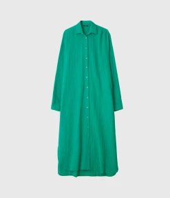 Aveny BERRY CRINKLE LONG SHIRTDRESS (SIMPLY GREEN)