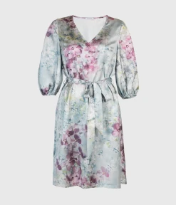 Ida Sjöstedt BEY DRESS SILKY SATIN (LILAC FLORAL)