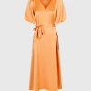 Neo Noir Benita Heavy Sateen Dress (200 Orange) -dress shop BenitaHeavySateenDress 200Orange 2