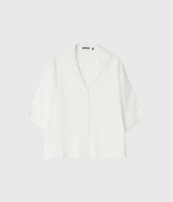 Aveny CORDELIA CROP CRINKLE SS SHIRT (EGRET)