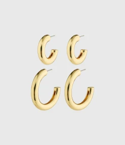 HANNA SCHÖNBERG X PILGRIM Recycled Hoops Gold-Plated (gold-plated)