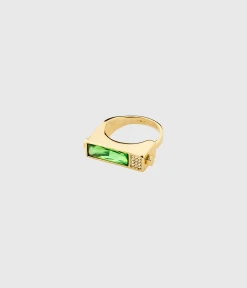 HANNA SCHÖNBERG X PILGRIM Recycled Ring Green/Gold-Plated (gold-plated)