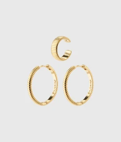 Pilgrim XENA Recycled Hoop Og Cuff Earrings Gold-Plated (Gold Plated)