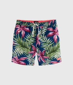 Scotch & Soda Mid-Length Printed Swim Shorts In Recycled Polyester (0219 Combo C)
