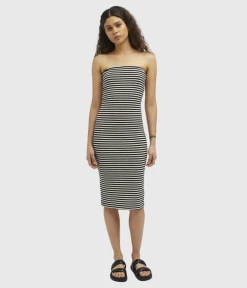 Object OBJBOLETTE MIDI TUBE DRESS A SP 23 (Sandshell Stripes:Black)