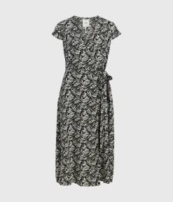 Object OBJFRIGG S/S WRAP DRESS 127 (Cloud Dancer, AOP:Graphic)