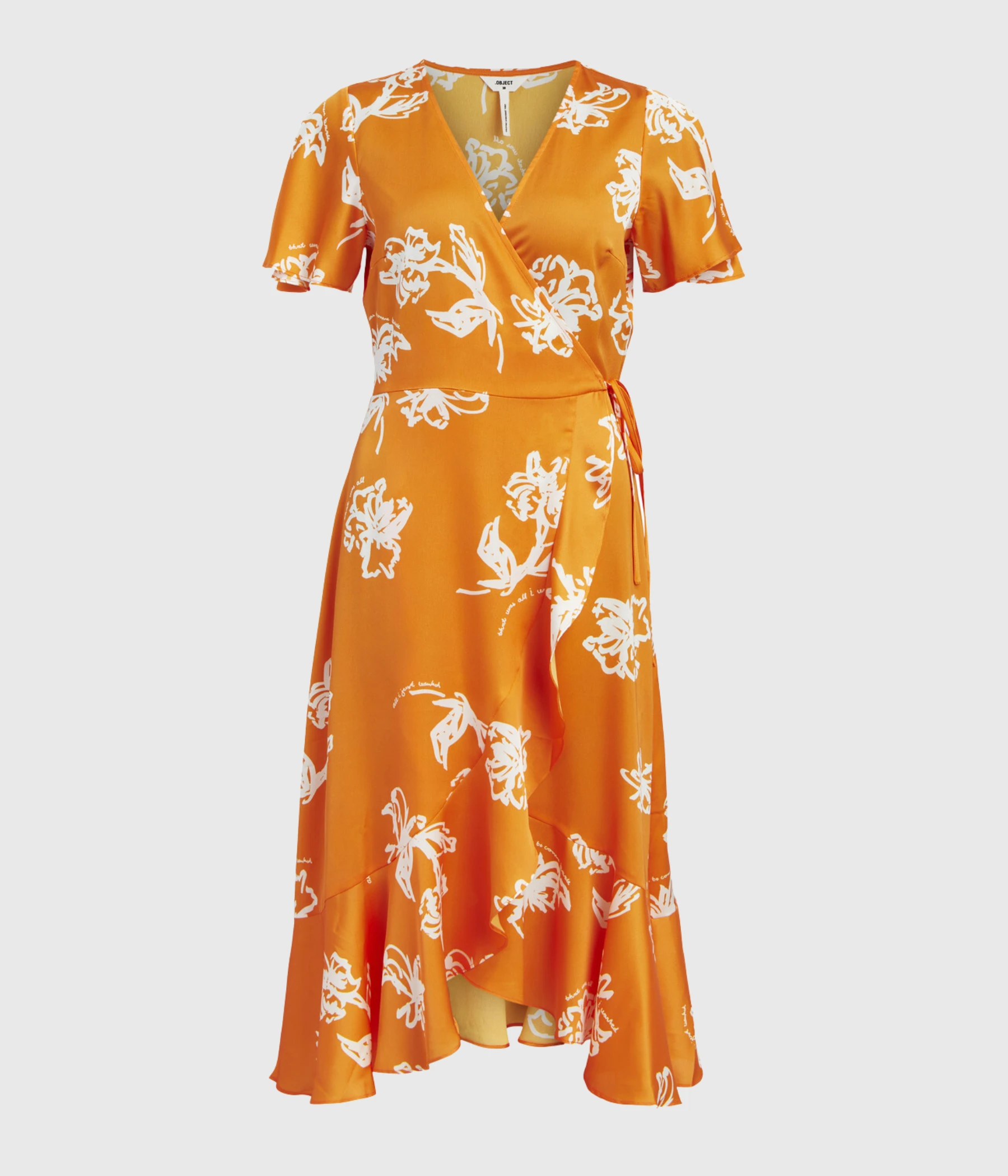 Object OBJISSY PAPAYA S/S MIDI WRAP DRESS 127 (Bright Marigold, AOP:Flower) 3 Object OBJISSY PAPAYA S/S MIDI WRAP DRESS 127 (Bright Marigold, AOP:Flower)