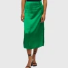 Object OBJNAYA HW SATEEN MIDI SKIRT PB13 (Fern Green) -dress shop OBJNAYAHWSATEENMIDISKIRTPB13 FernGreen