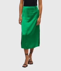 Object OBJNAYA HW SATEEN MIDI SKIRT PB13 (Fern Green)