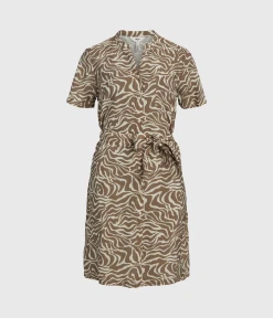 Object OBJSELINE S/S SHIRT DRESS NOOS (FOSSIL (AOP:SANDSHELL ANIMAL))