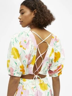 Object OBJHASINI S/S LONG DRESS 126 (Cloud Dancer AOP:Flowers) 8 Object OBJHASINI S/S LONG DRESS 126 (Cloud Dancer AOP:Flowers) -dress shop Objhasini back