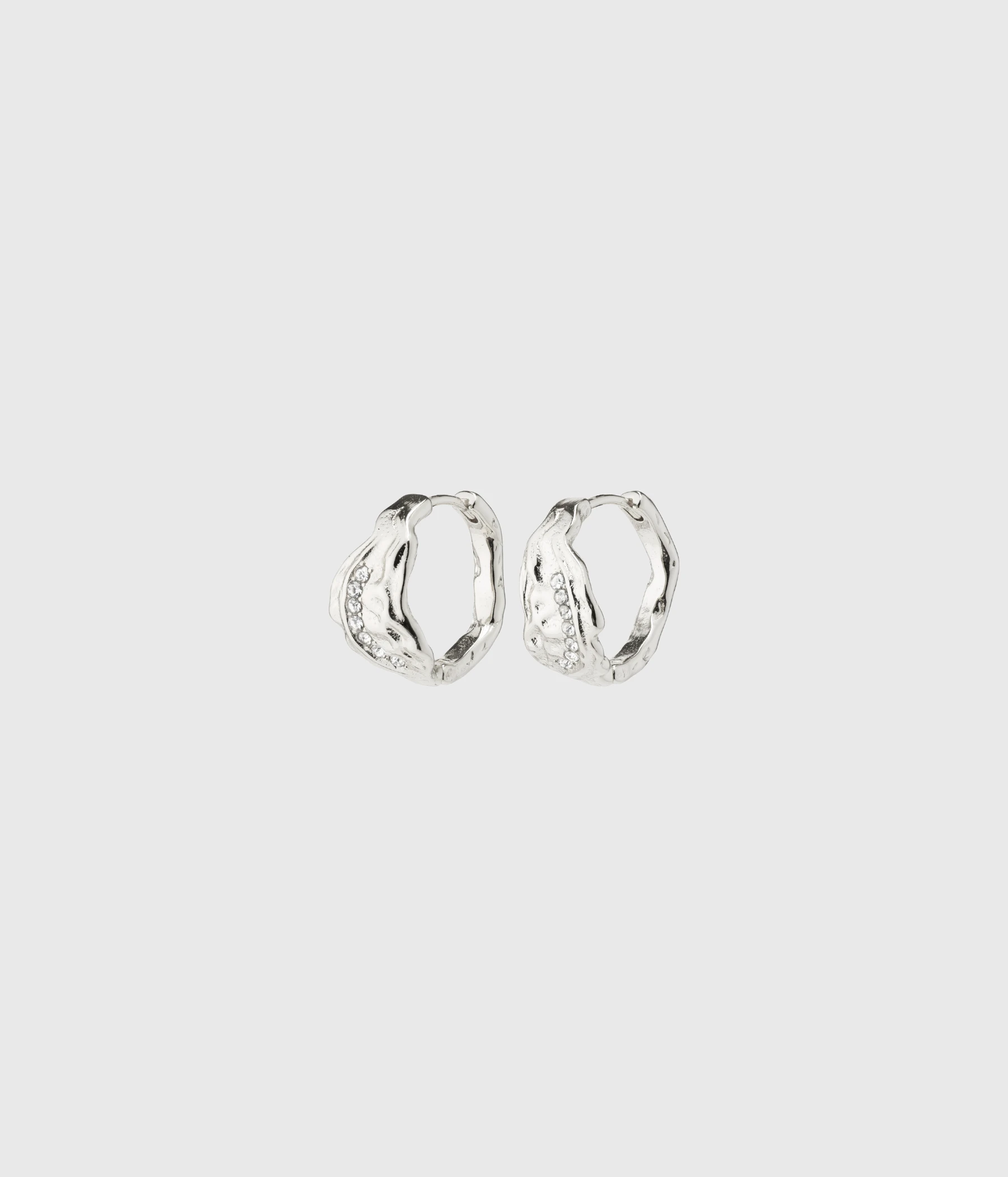 Pilgrim PIA Organic Shape Crystal Hoop Earrings Silver-Plated (Silver Plated) 3 Pilgrim PIA Organic Shape Crystal Hoop Earrings Silver-Plated (Silver Plated)