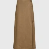 Selected Femme SLFELOISA HW ANKLE WRAP SKIRT B (Tigers Eye) -dress shop SLFELOISAHWANKLEWRAPSKIRTB TigersEye