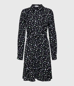 Selected Femme SLFFIOLA LS AOP SHIRT DRESS NOOS (Black, AOP:MULTI FLOWER)