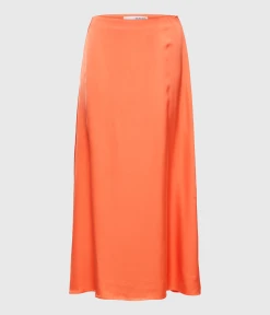 Selected Femme SLFFRANZISKA HW ANKLE SATIN SKIRT B (Emberglow)
