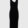 Selected Femme SLFTRIXIE NEW SL KNIT MIDI DRESS (BLACK) -dress shop SLFTRIXIENEWSLKNITMIDIDRESS