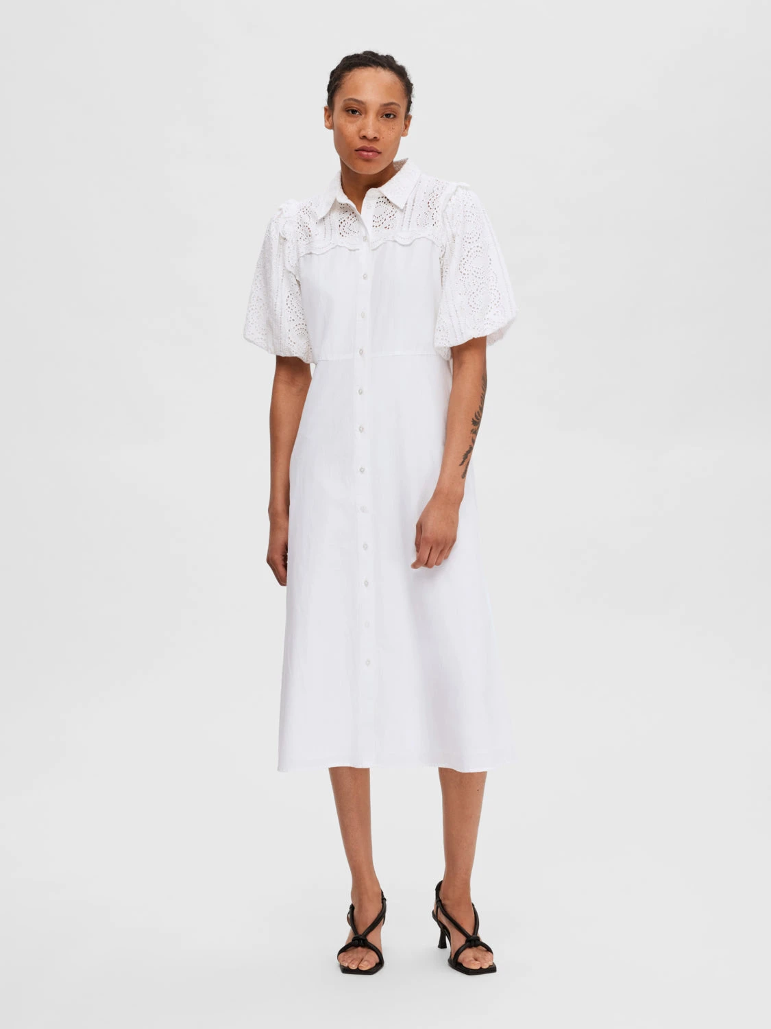 SLFVIOLETTE 2/4 ANKLE BRODERI DRESS B (bright white) Selected Femme SLFVIOLETTE 2/4 ANKLE BRODERI DRESS B (bright White) -dress shop SLFVIOLETTE24ANKLEBRODERIDRESSB