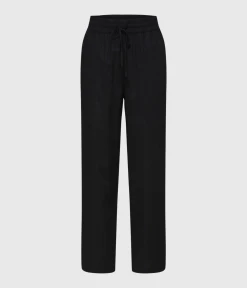 Selected Femme SLFVIVA-GULIA HW LONG LINEN PANT NOOS (BLACK)