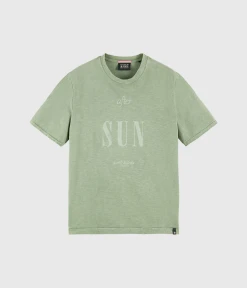Scotch & Soda Slub-Jersey Artwork T-Shirt In Organic Cotton (0414 Khaki)