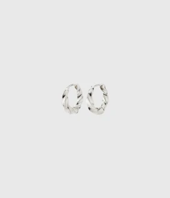 Pilgrim TAFFY Recycled Medium Size Swirl Hoop Earrings Silver-Plated (Silver Plated)