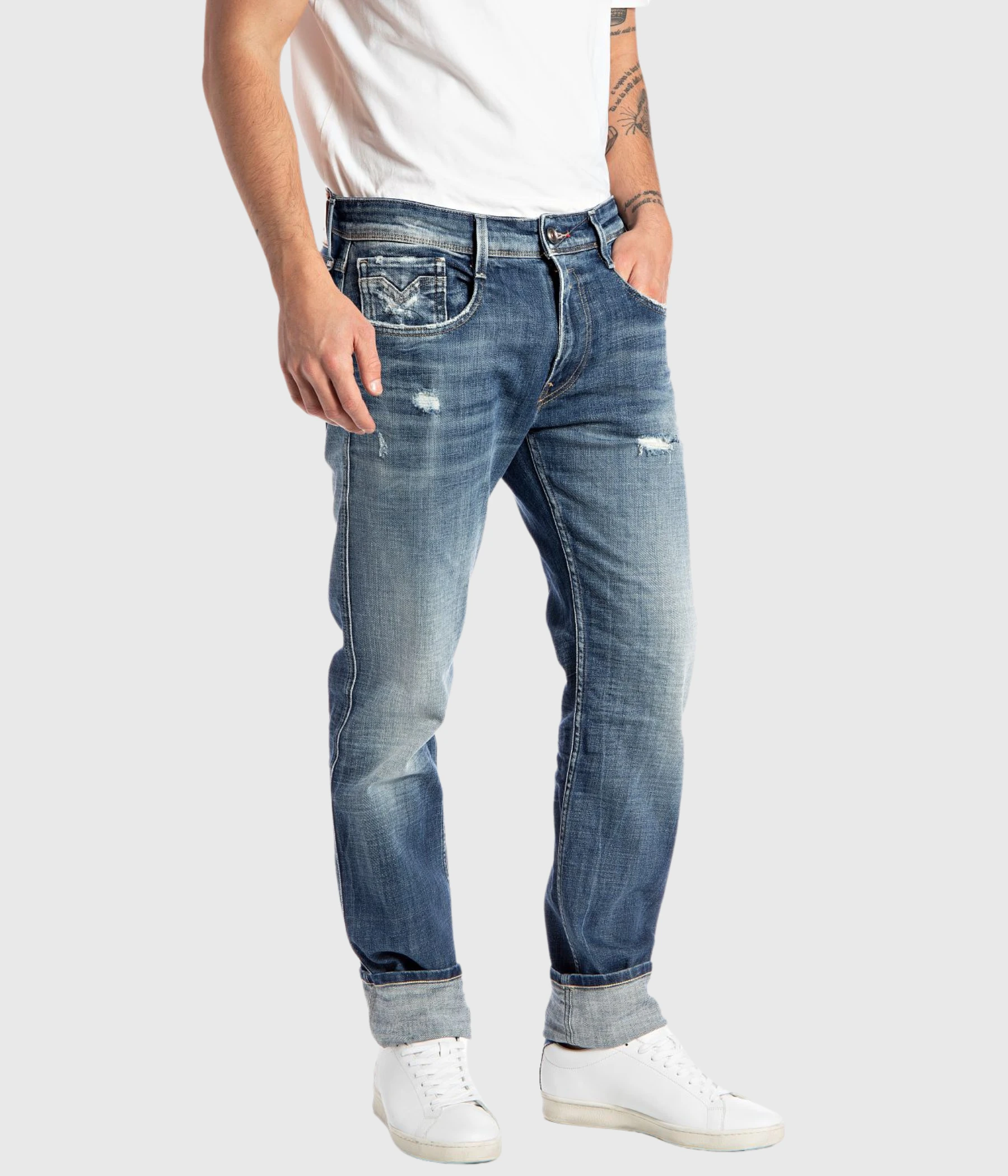 Replay Trousers ANBASS (009 MEDIUM BLUE Medium Wash Tone) 3 Replay Trousers ANBASS (009 MEDIUM BLUE Medium Wash Tone)