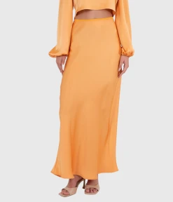 Neo Noir Vicky Heavy Sateen Skirt (200 Orange)