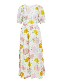 Object OBJHASINI S/S LONG DRESS 126 (Cloud Dancer AOP:Flowers) 9 Object OBJHASINI S/S LONG DRESS 126 (Cloud Dancer AOP:Flowers) -dress shop objhasini produktbild