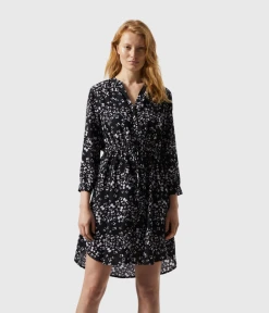 Selected Femme SLFDAMINA 7/8 AOP DRESS NOOS (Black, AOP:AOP)